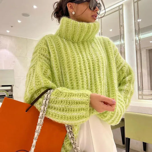 Peneliora - Cómodo jersey de punto de cuello alto para mujer