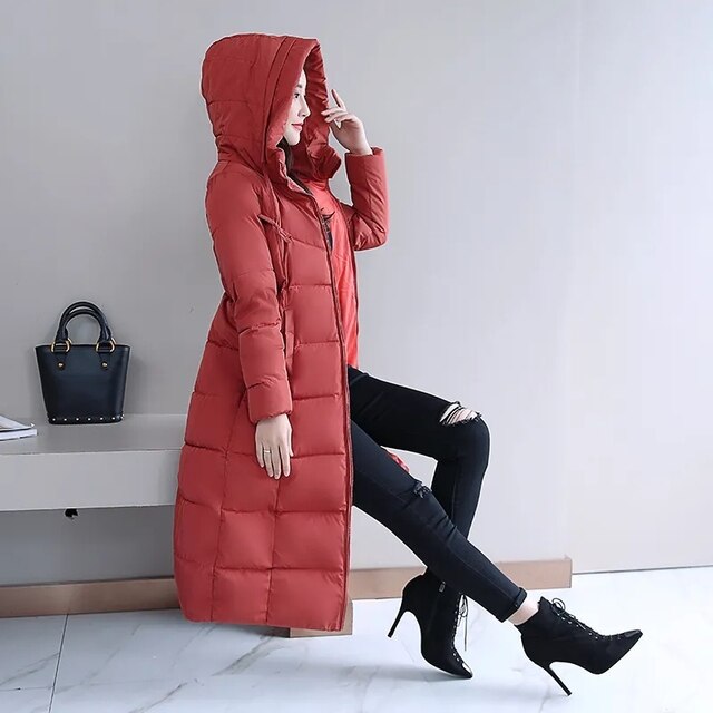Elegante chaqueta de invierno con capucha para mujer