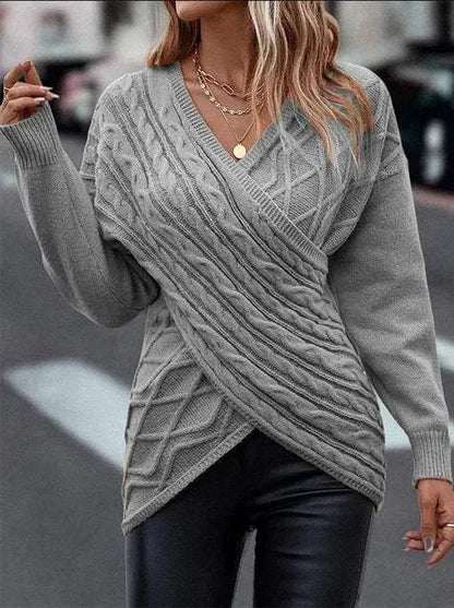 Jersey de mujer | De punto | Cuello de pico, suave y cálido | Ideal para otoño e invierno