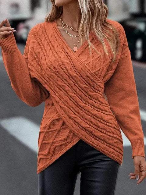 Jersey de mujer | De punto | Cuello de pico, suave y cálido | Ideal para otoño e invierno