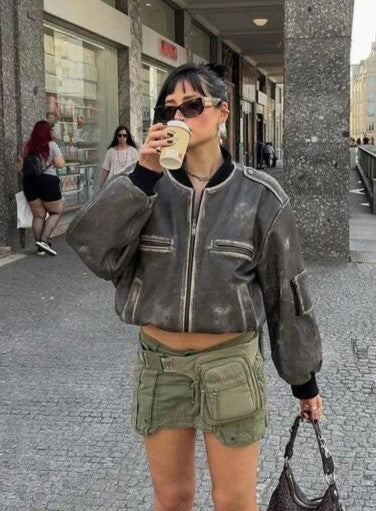 Milán | Chaqueta de cuero vintage lavada
