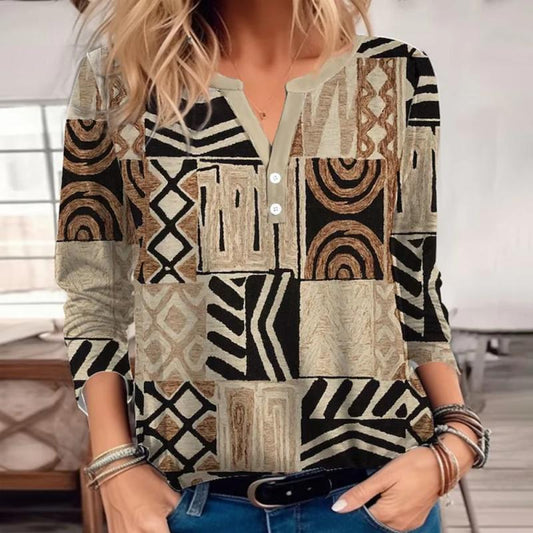 RILEY | Blusa vintage con estampado abstracto