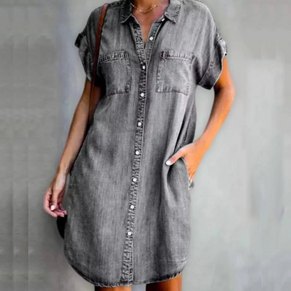 Vestido vaquero con mangas cortas