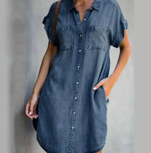 Vestido vaquero con mangas cortas