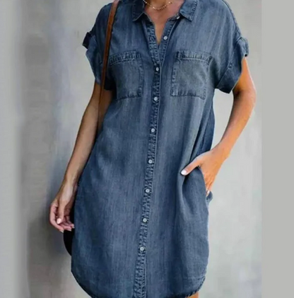 Vestido vaquero con mangas cortas