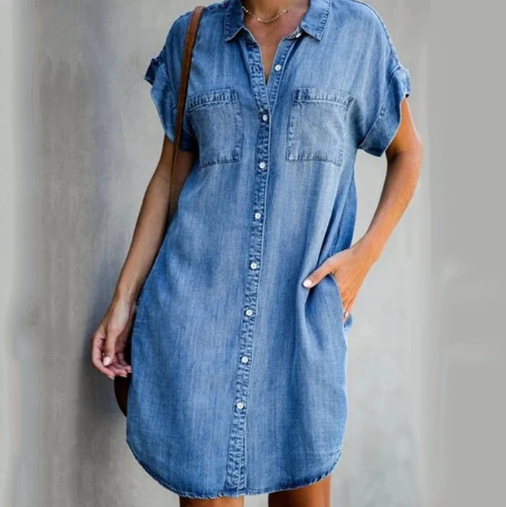 Vestido vaquero con mangas cortas
