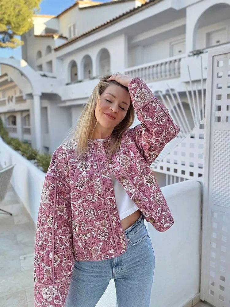 Graciela | Chaqueta acolchada para mujer con estampado floral elegante y cómoda