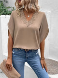 Damska Bluzka V-Neck Z Koronką