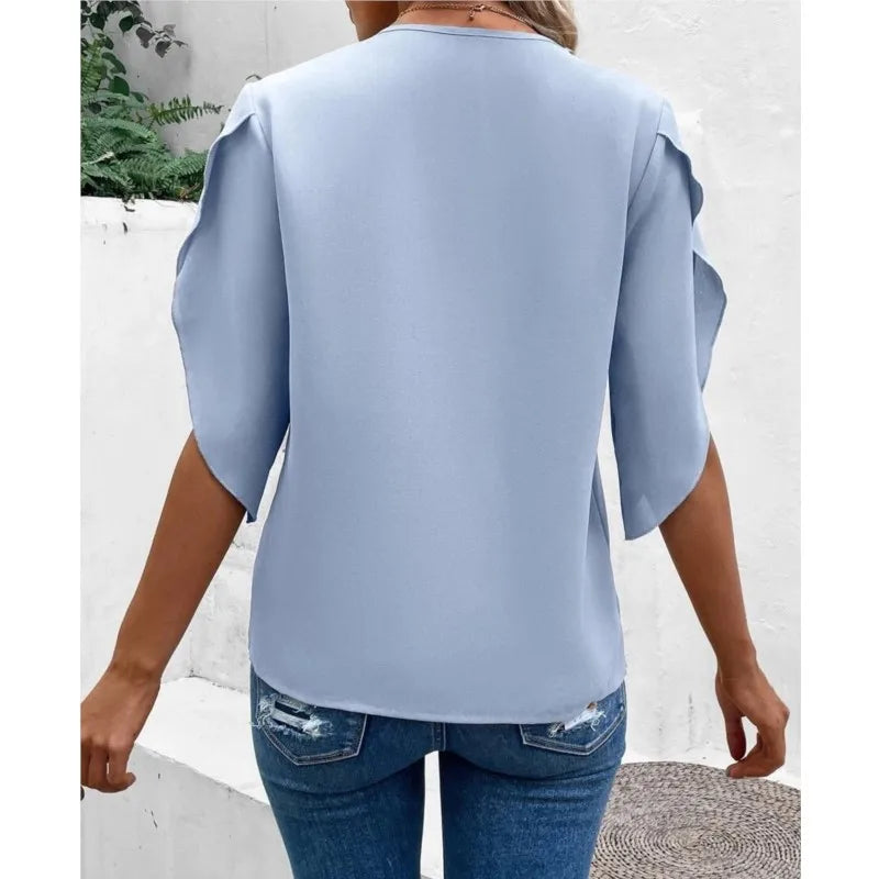 Damska Bluzka V-Neck Z Koronką