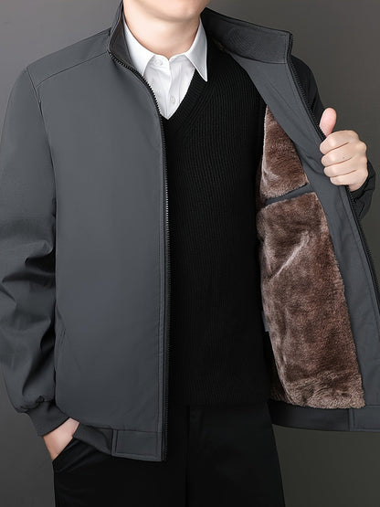 Chaqueta de invierno para hombre con cuello alto, cálida y de colores sólidos, perfecta para actividades al aire libre.