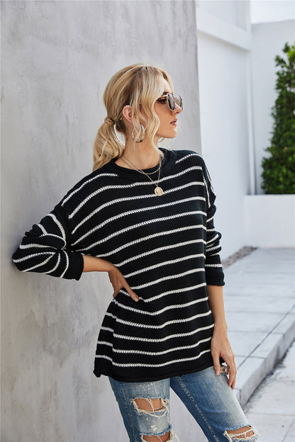 Jersey con cuello redondo y patchwork para mujer