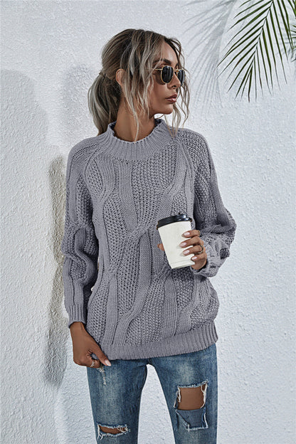 Jersey de punto con cuello alto para mujer