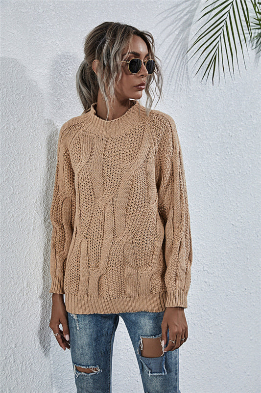 Jersey de punto con cuello alto para mujer