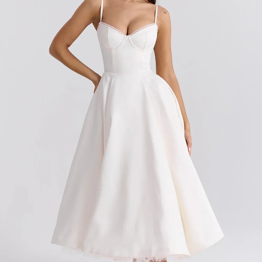Vestido corsé con tirantes finos y corte entallado para ocasiones especiales