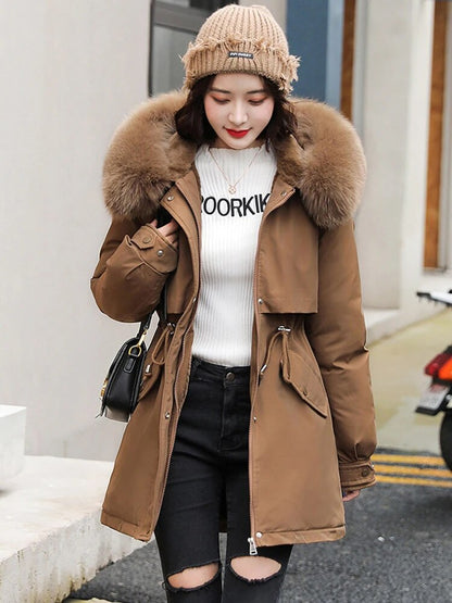 Chaqueta suave con capucha para mujer | Parka acolchada cálida | Abrigo cortaviento para mujer