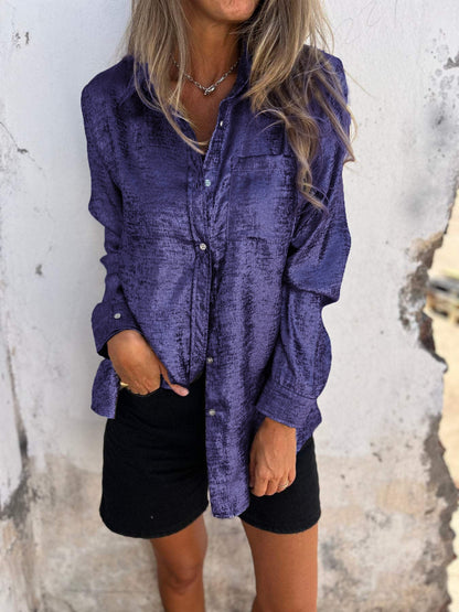 Blusa metálica de mujer con cuello