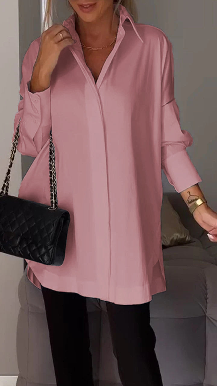 Mona | Elegante Blusa Larga con Reversos para Mujer