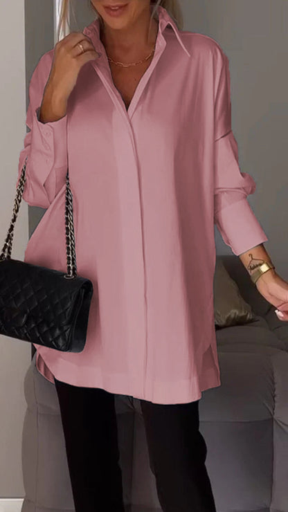 Mona | Elegante Blusa Larga con Reversos para Mujer