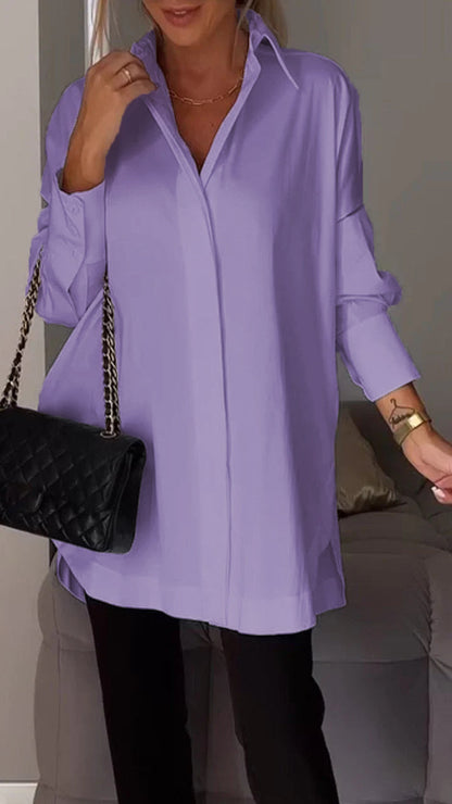 Mona | Elegante Blusa Larga con Reversos para Mujer
