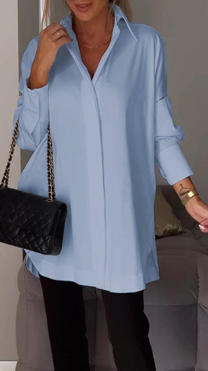 Mona | Elegante Blusa Larga con Reversos para Mujer