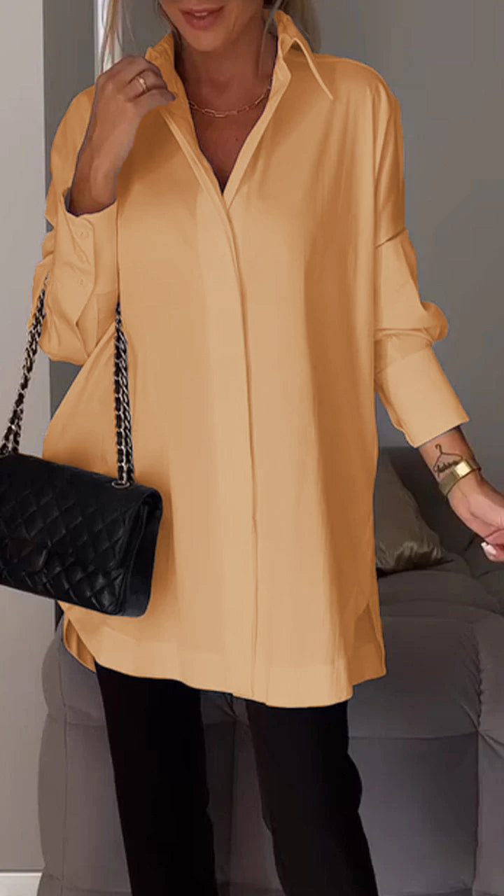 Mona | Elegante Blusa Larga con Reversos para Mujer