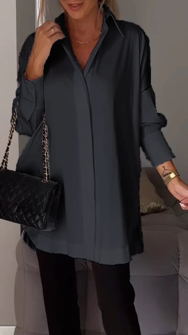 Mona | Elegante Blusa Larga con Reversos para Mujer