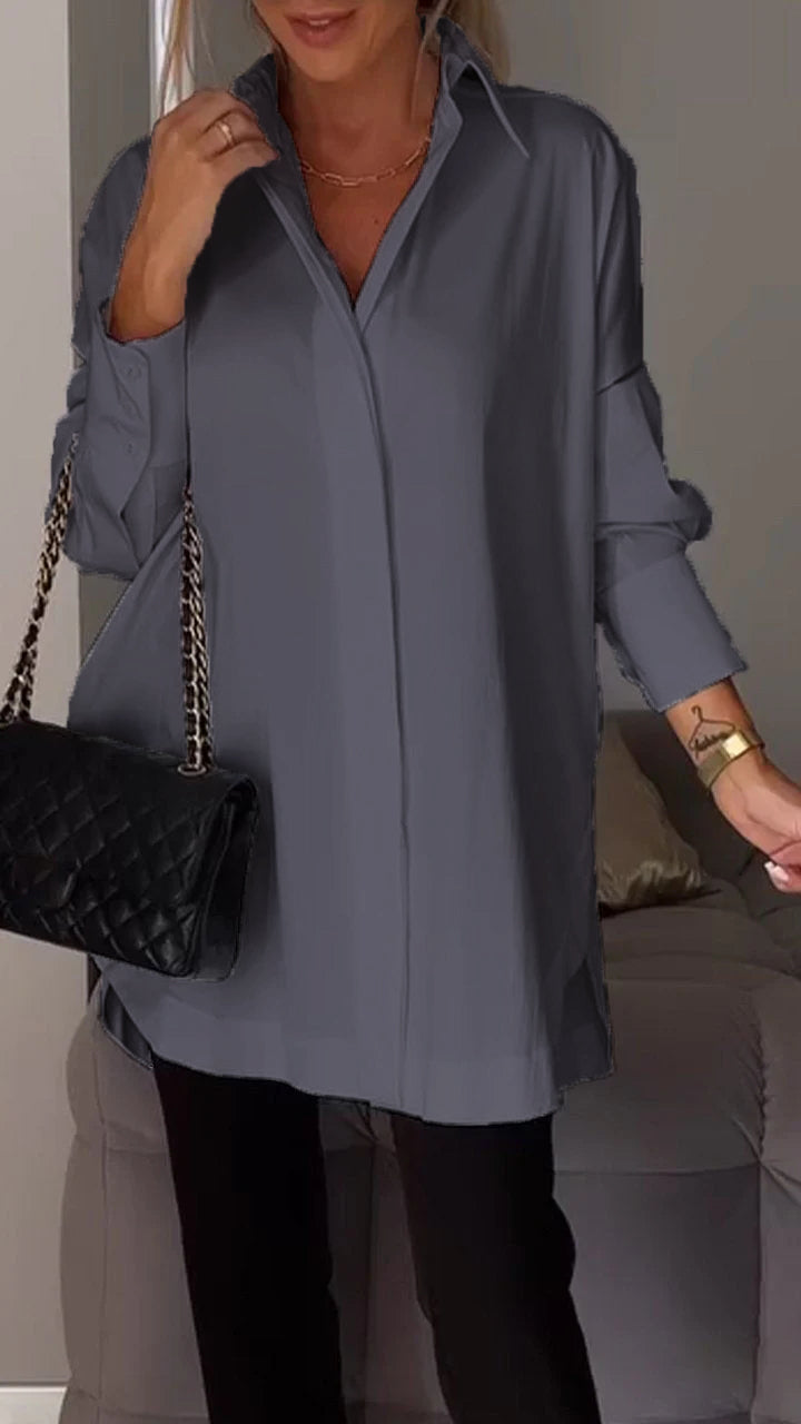Mona | Elegante Blusa Larga con Reversos para Mujer