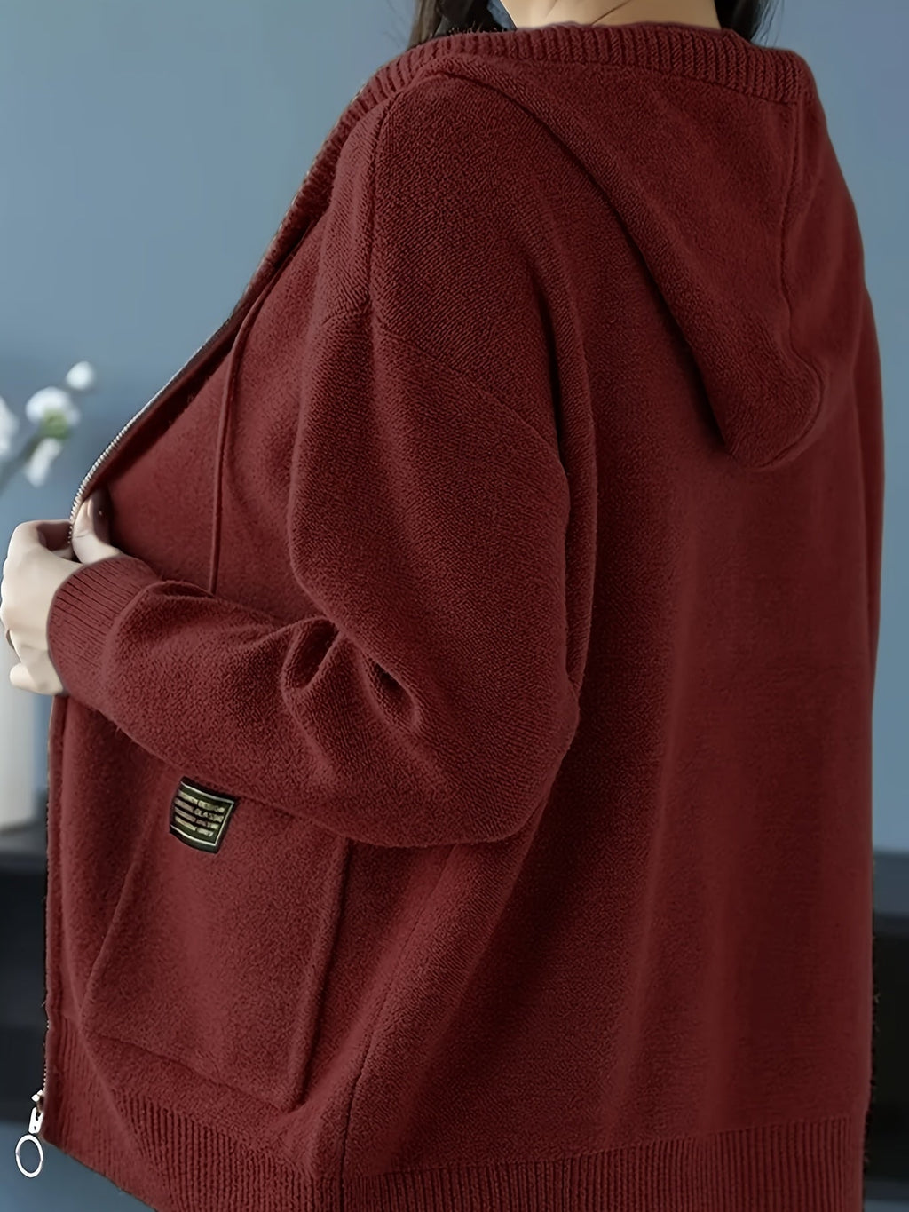 Damski Sweter Rozpinany Kapturowy