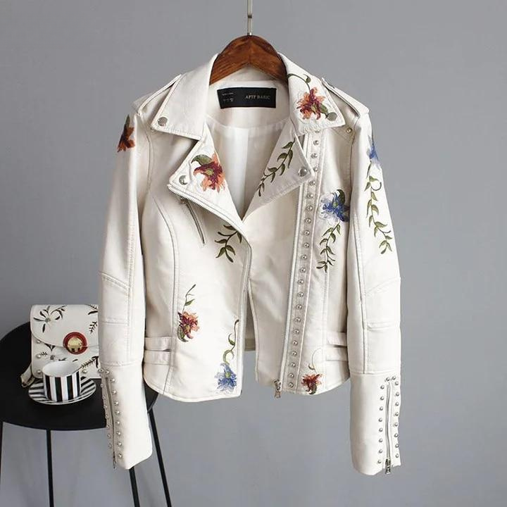 Amélie - Chaqueta de cuero floral