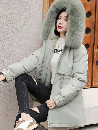 Chaqueta suave con capucha para mujer | Parka acolchada cálida | Abrigo cortaviento para mujer