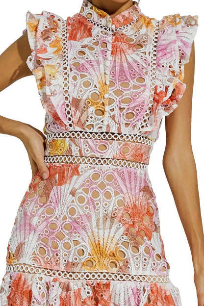 vestido midi para mujer sin mangas con modernos detalles calados
