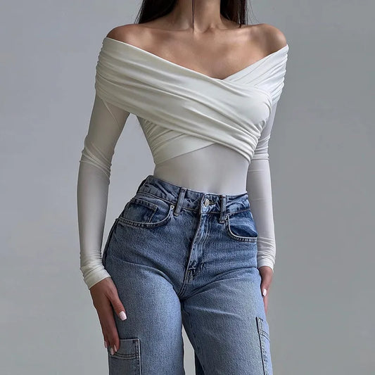 Yela - Body elástico de color liso de moda para mujer