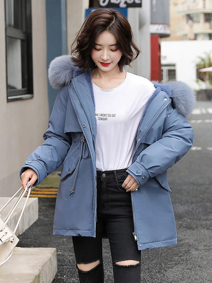 Chaqueta suave con capucha para mujer | Parka acolchada cálida | Abrigo cortaviento para mujer