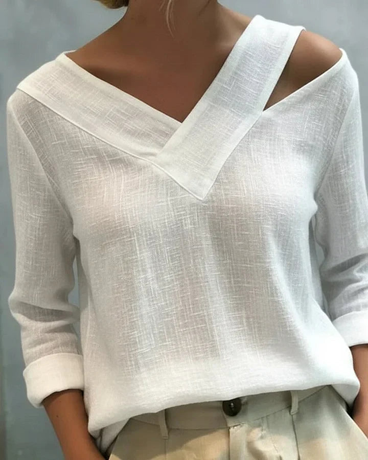 Damska Bluzka Z Wycięciem V-Neck