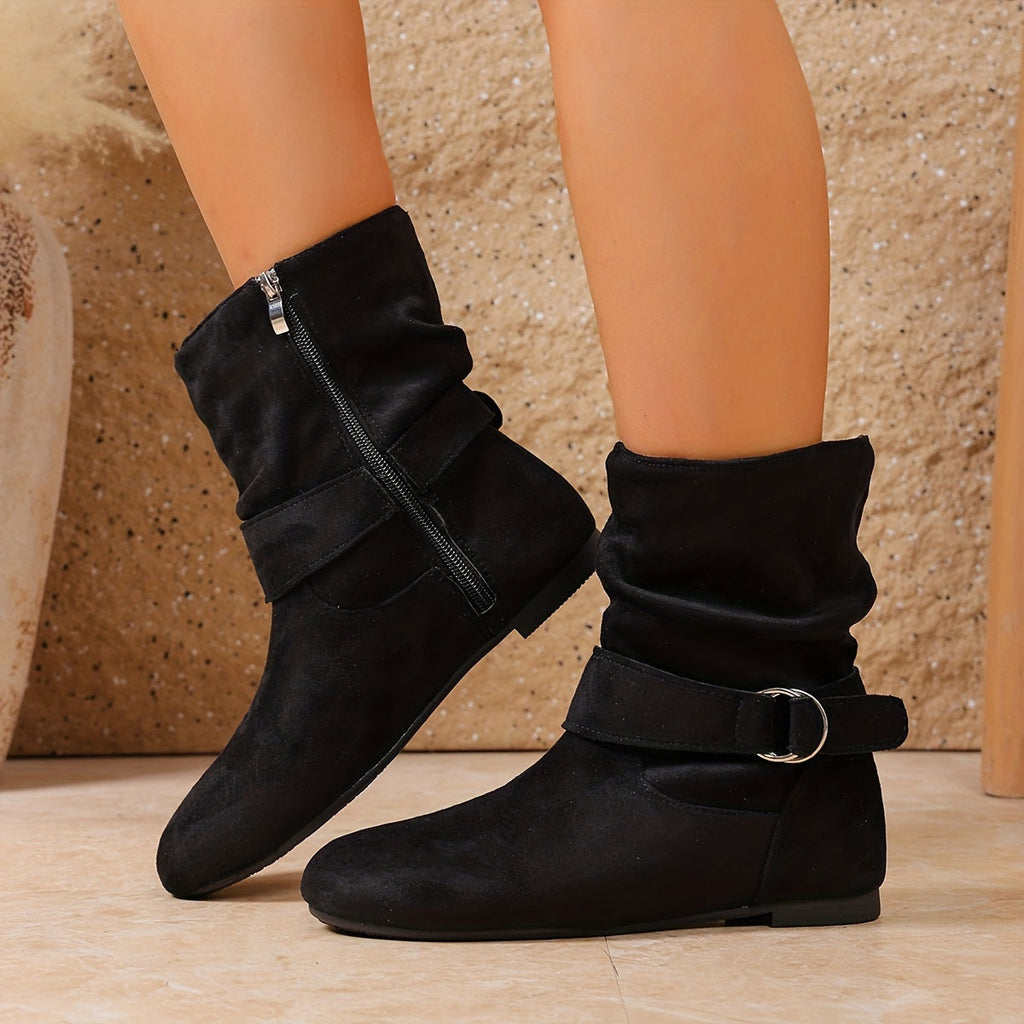 Botki Damskie Slouchy Pasek i Klamra