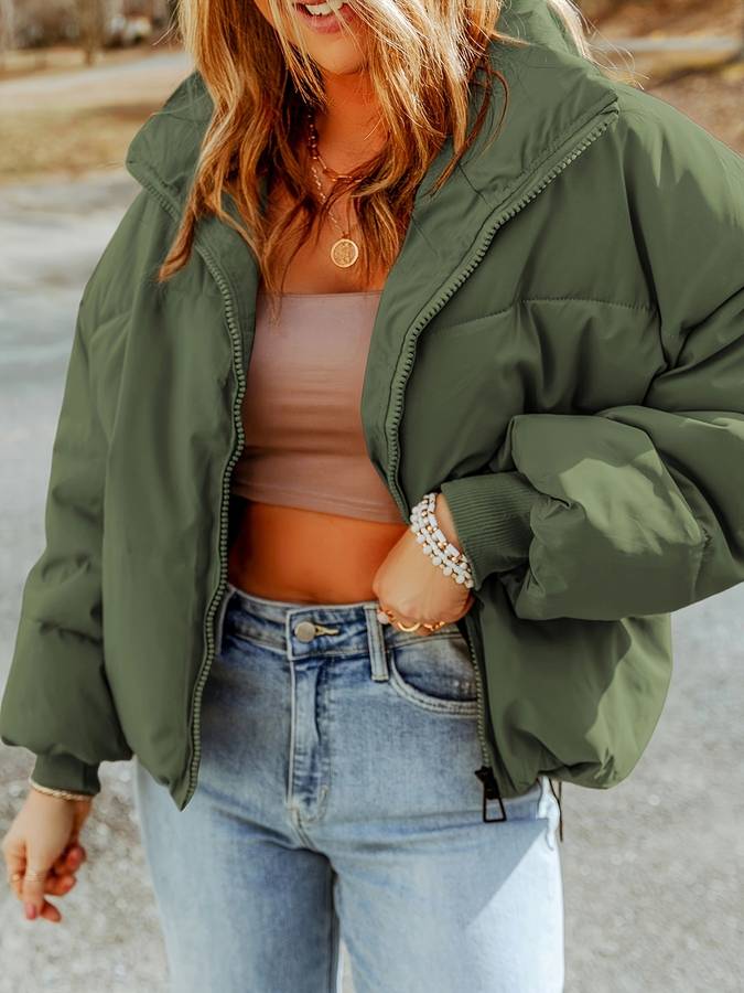 Cálida chaqueta con cremallera para mujer