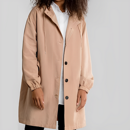 Chubasquero informal con capucha y cordón para mujer | Ideal para otoño/invierno