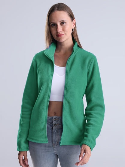 Nina | Chaqueta lisa forrada de felpa con cremallera y bolsillos