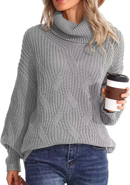 Angelique Sweater | Jersey de cuello alto de punto por cable para mujer