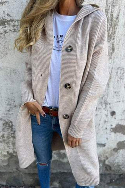 Lina | Chaqueta de punto de longitud media con capucha y bolsillos para mujer
