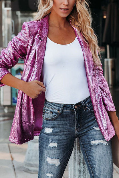 Lucie - Blazer moderno de manga larga con lentejuelas para mujer