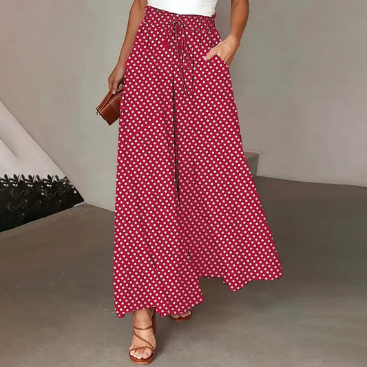 Pantalón rojo de lunares con bolsillos laterales