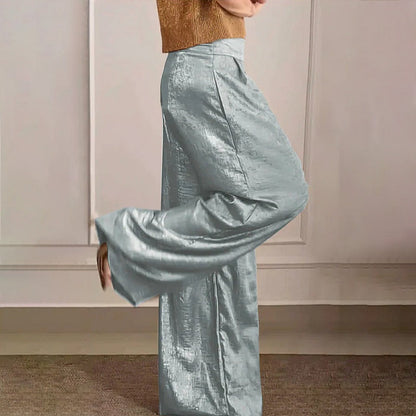 Pantalones vintage casual de primavera en colores metálicos para mujer