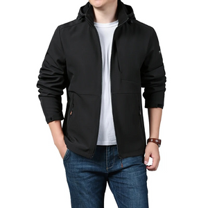 Chaqueta casual softshell impermeable con capucha ajustable para hombre | Perfecta para actividades al aire libre en otoño/invierno