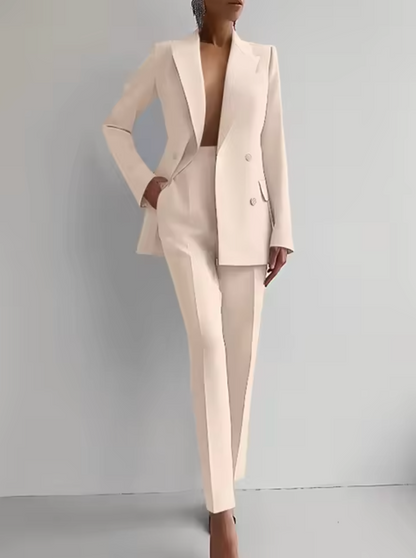 Conjunto de blazer y pantalón plisado