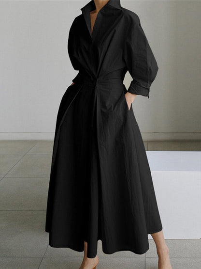 Elegante maxi vestido con sofisticado drapeado