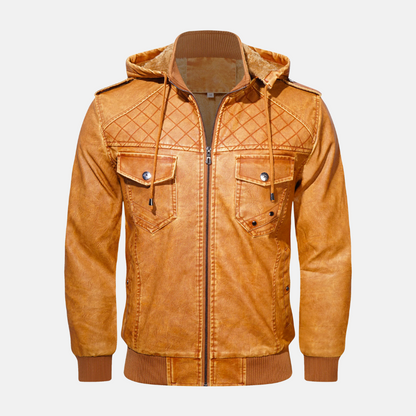 Michel | Chaqueta de cuero con capucha