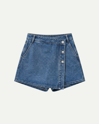 Damska Casualowa Spódnico-Szorty Jeansowe
