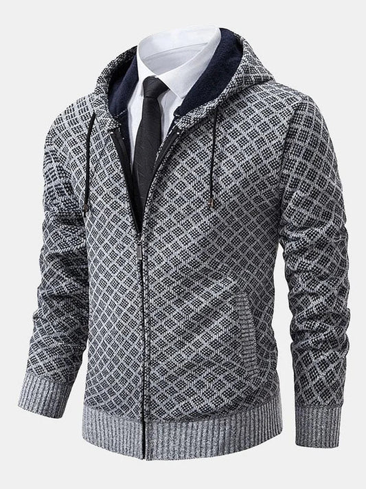 Jersey de hombre con cremallera y rombos geométricos