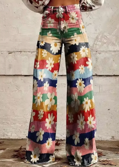 Pantalones anchos con estampado de colores